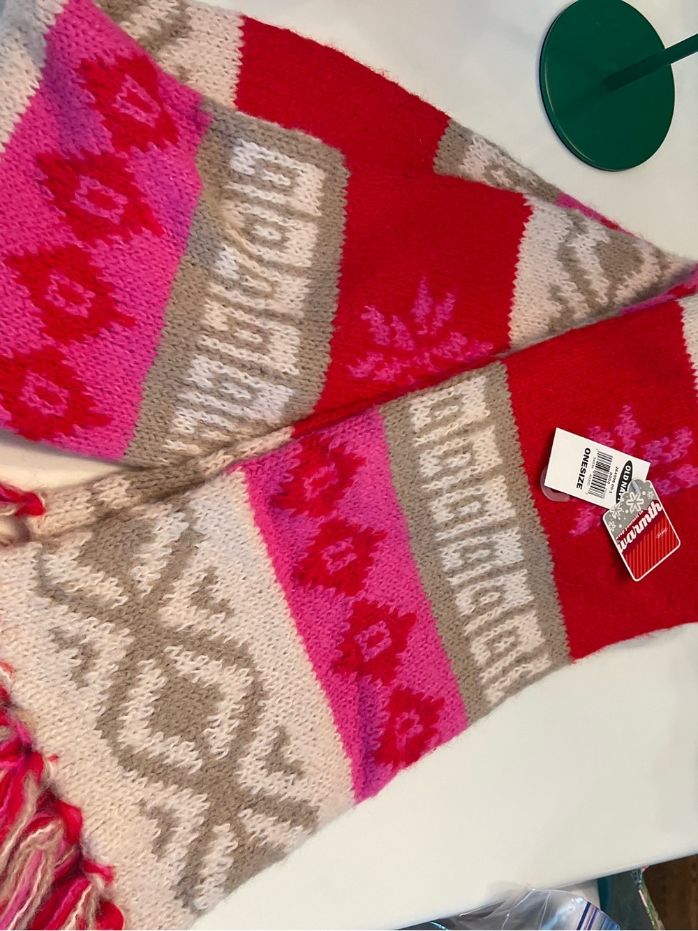 Holiday Fair Isle Knit Scarf - Red, Pink, Cream - old Navy
